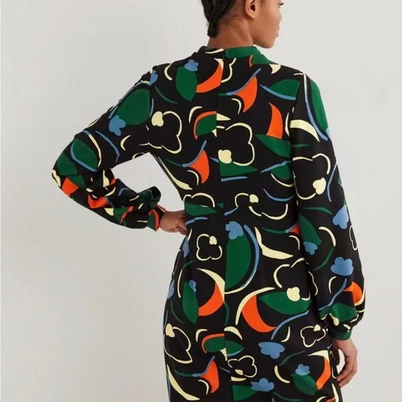Boden Naomi Mod Print Jersey Dress Black Multi Size 4 - Picture 2 of 7